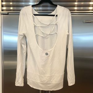 SPLITS59 by Pure Barre White Open Back Top Size L